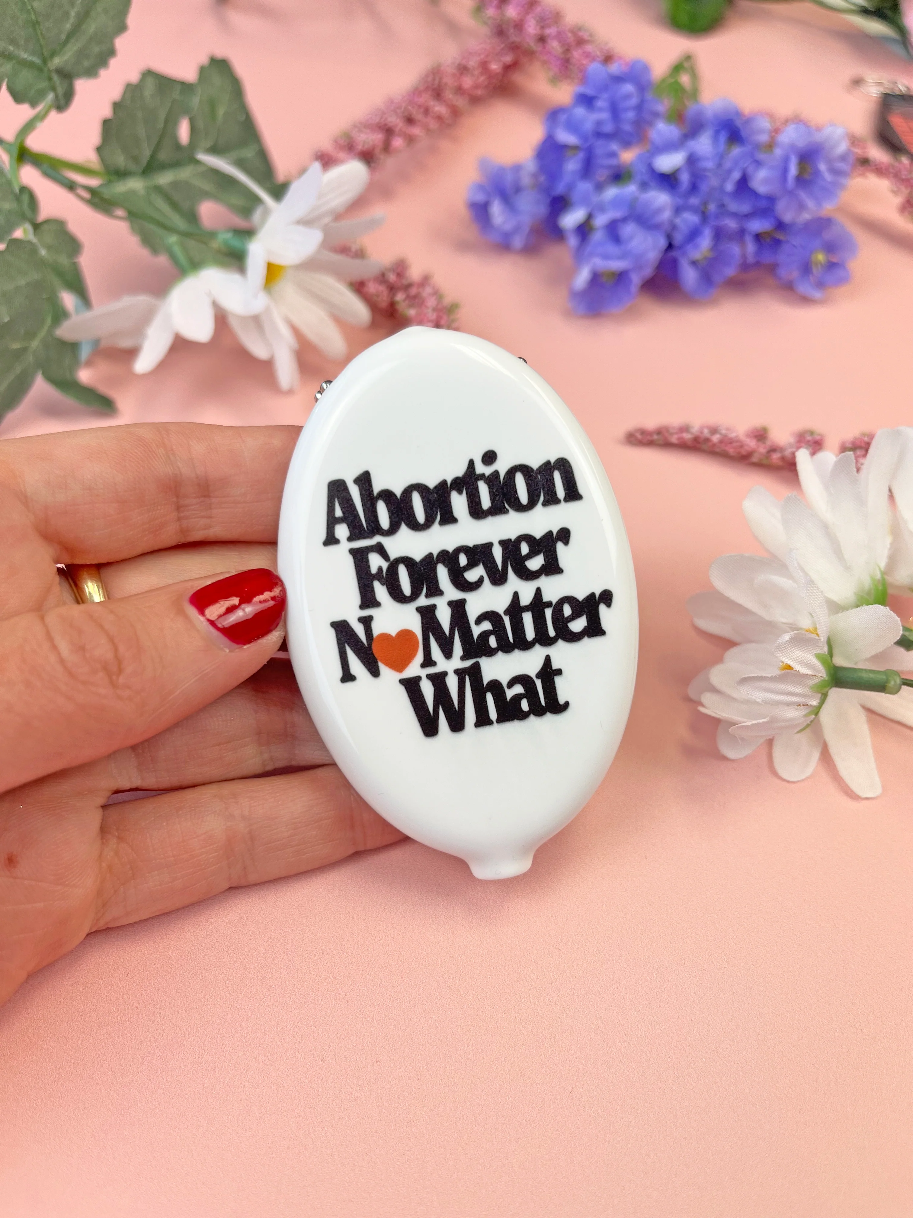 Abortion Forever Heart Coin Pouch Keychain - Image 4