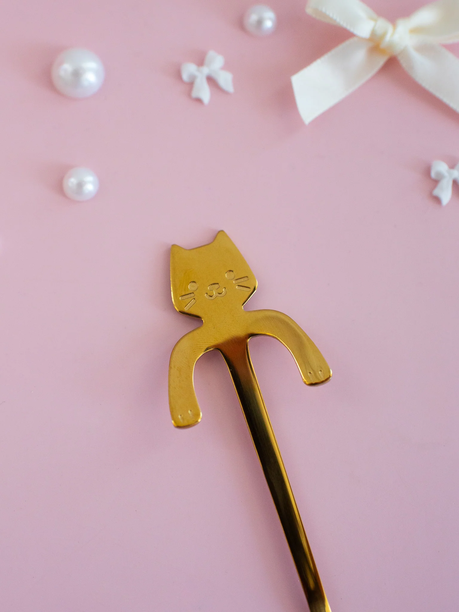 Cat Teaspoon - Gold - Image 4