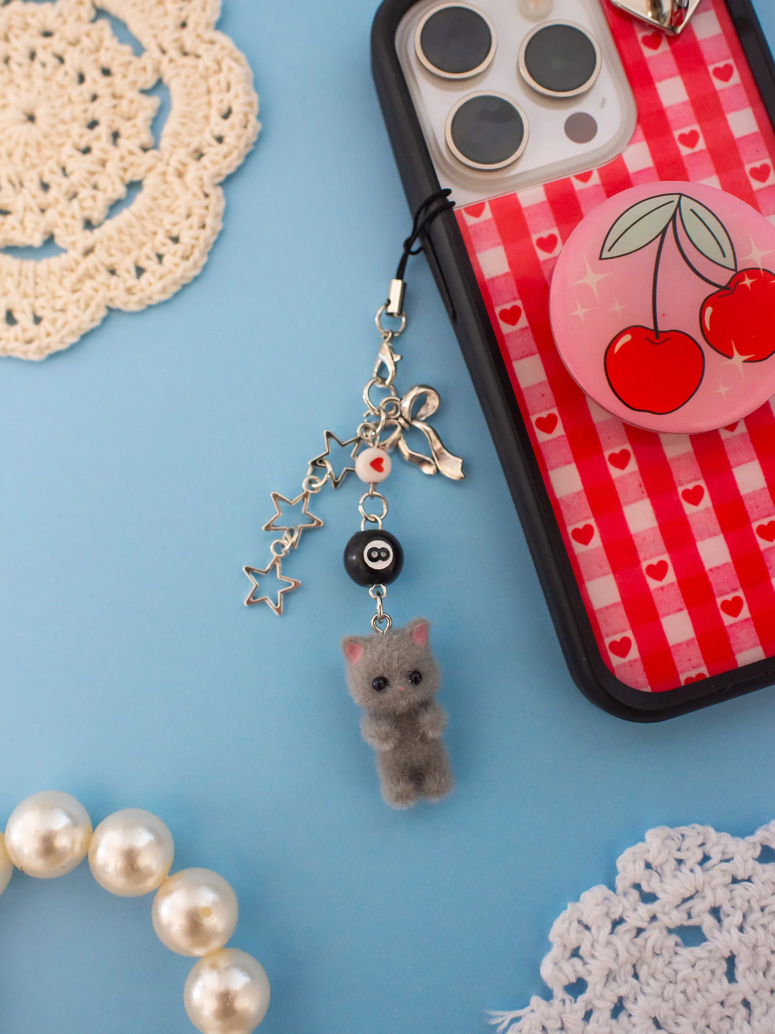 Critter Phone Charm - 8 Ball Kitty - Image 3