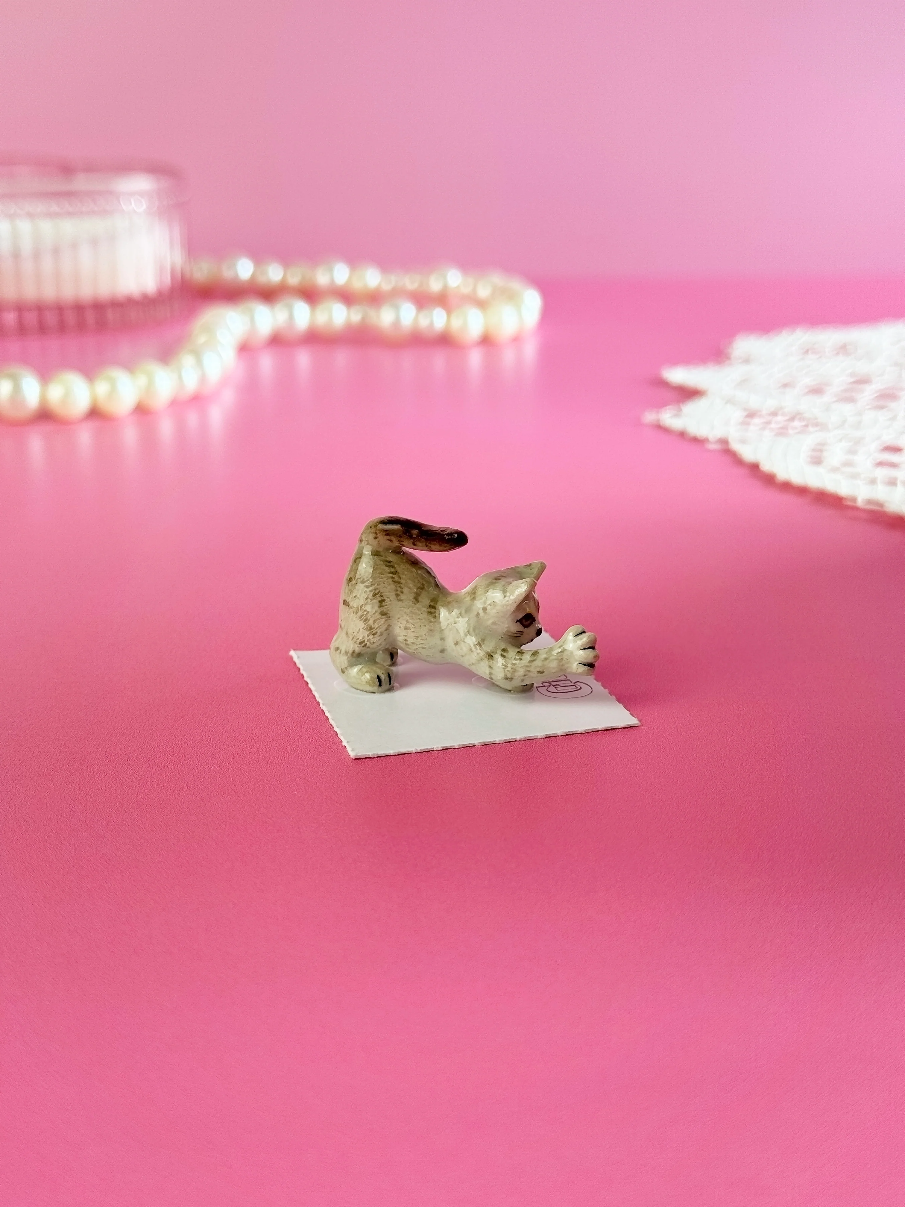 Gray Kitten Mini Porcelain Figurine - Image 3