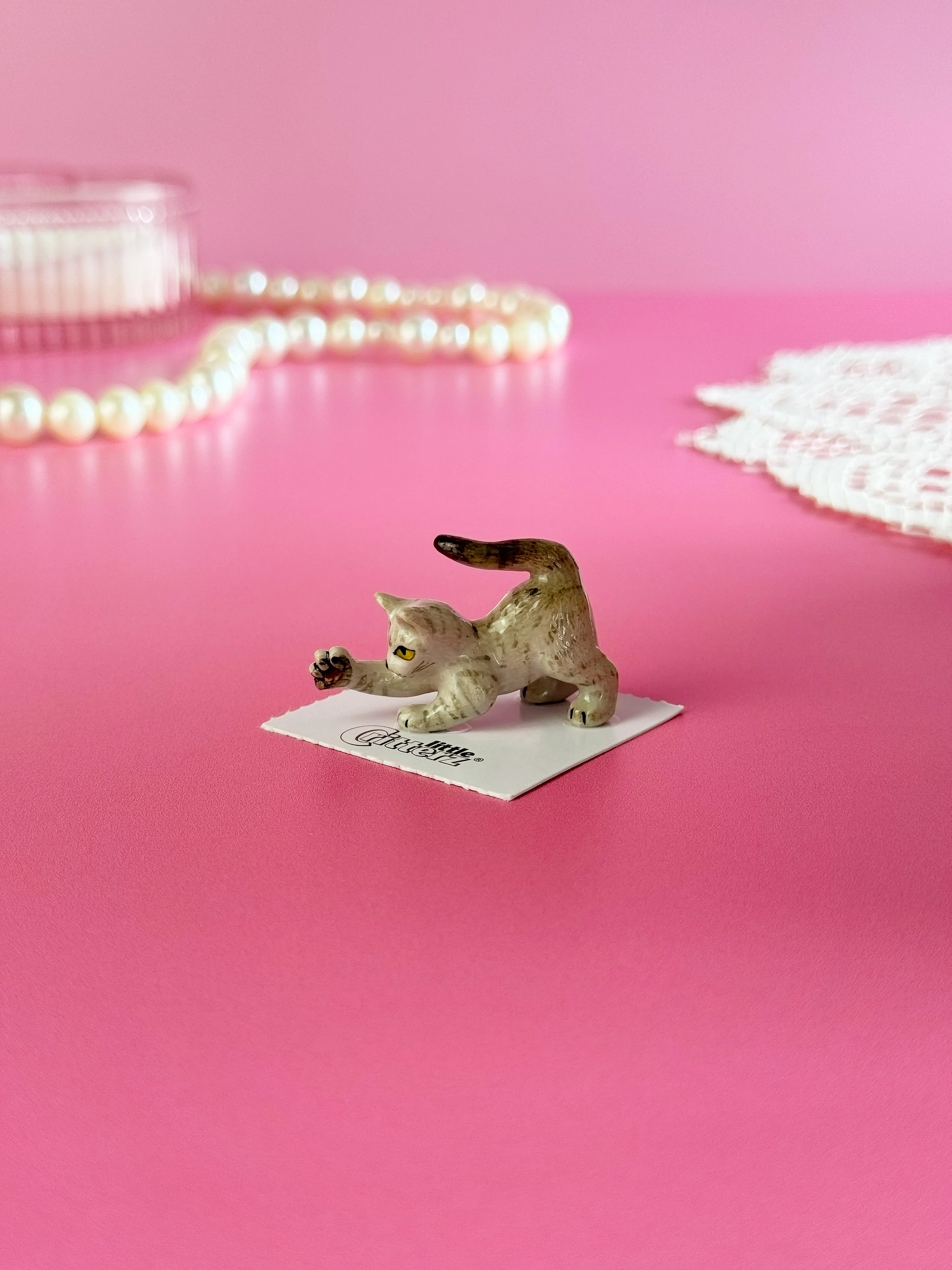 Gray Kitten Mini Porcelain Figurine - Image 4