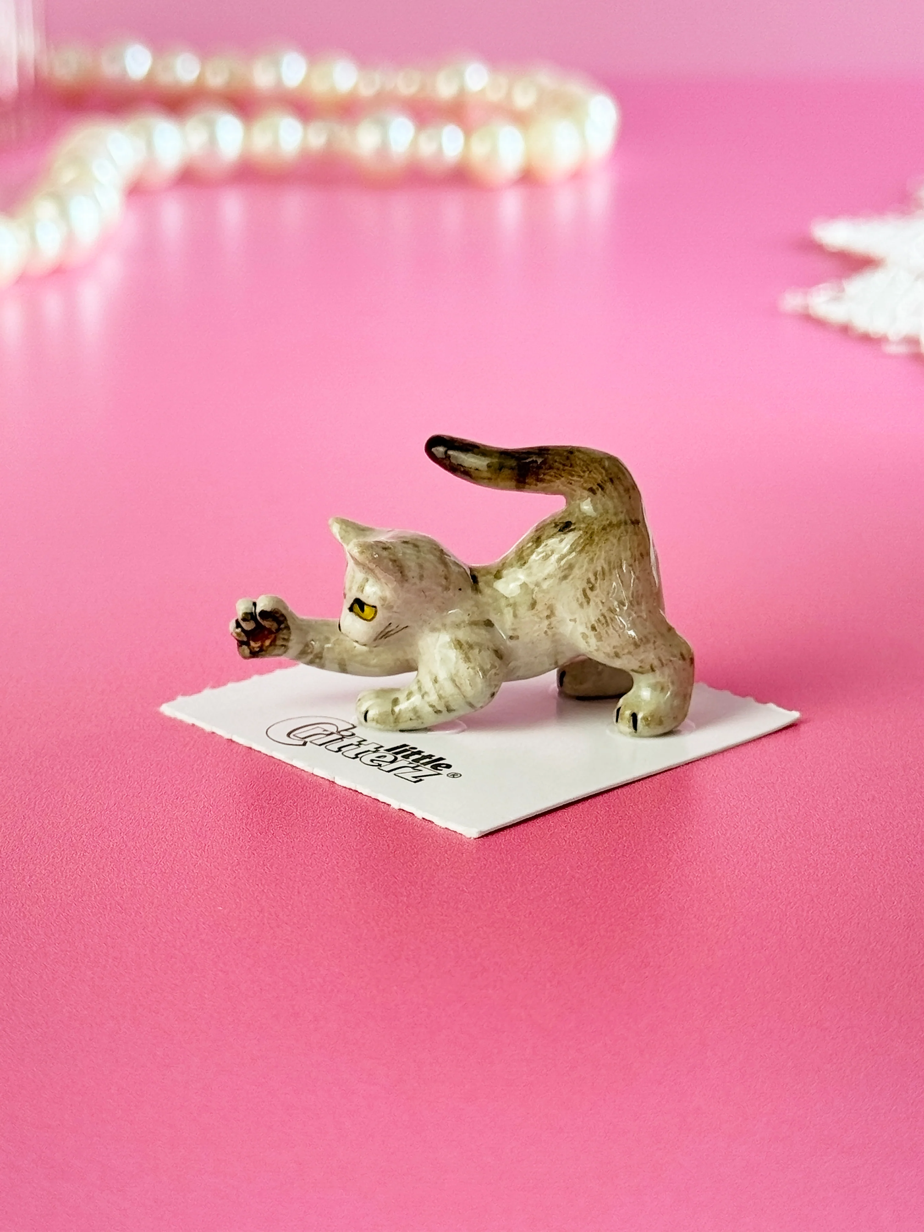 Gray Kitten Mini Porcelain Figurine - Image 6